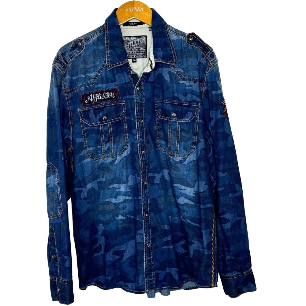 Affliction‎ Black Premium Limited Edition Camo Shirt